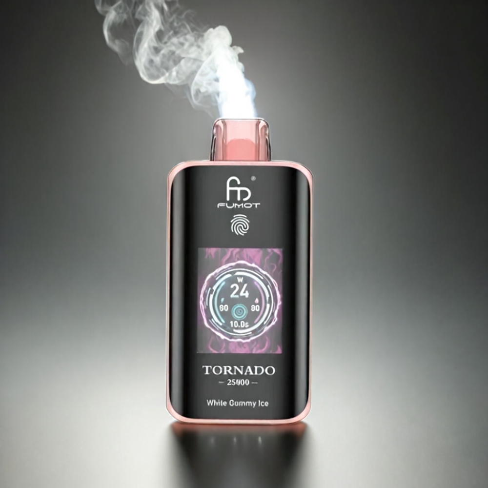 Fumot Tornado 25000 Puffs Vape Kiwi Pasjonsfrukt Guava Norge Engros med HD Skjerm, 700mAh Batteri og Type-C Lading