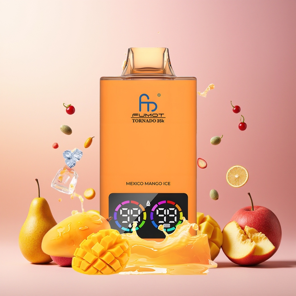 Fumot Tornado 35K Vape til engangsbruk Norge Engros – 15ml E-juice, 700 MAH Battery, USB-C, Mango Is