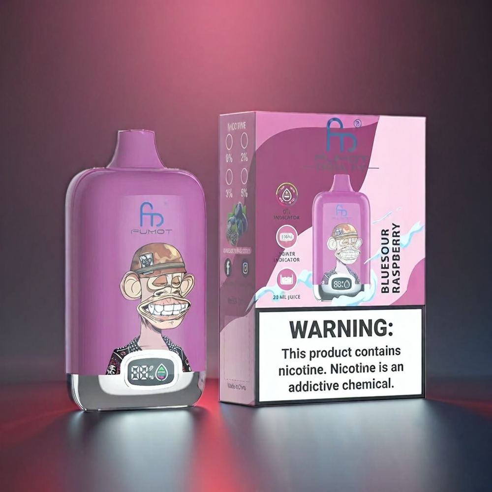 Fumot Tornado Digital Box 12000 Puffs Norge Engros – 20ml E-Liquid, 550mAh, Type-C, Blåsur Bringebær