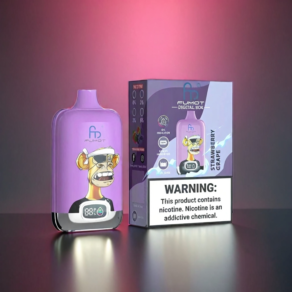 Fumot Tornado Digital Box 12000 Puffs Norge Engros 20ml E-Liquid 550mAh Type-C Jordbær Drue