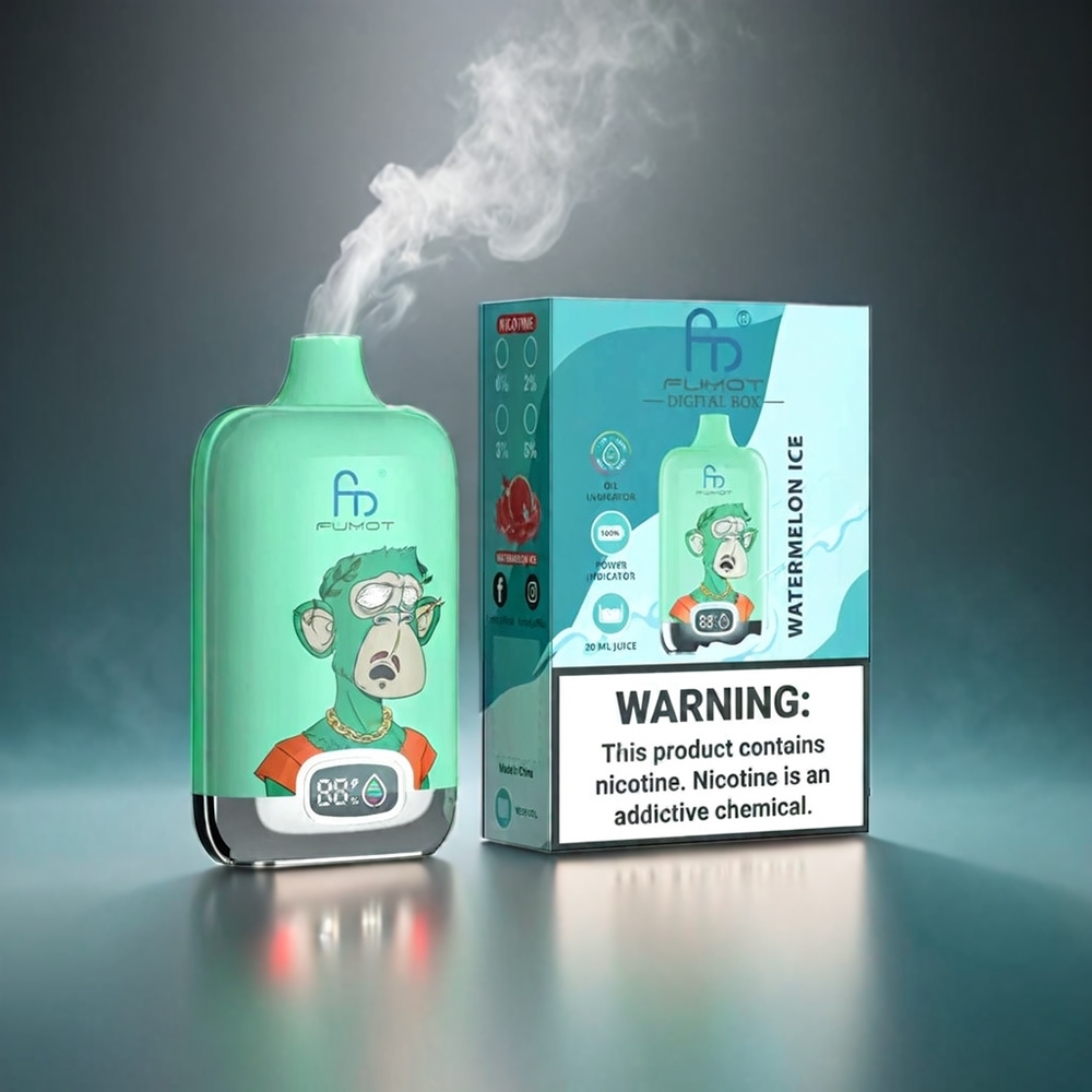 Fumot Tornado Digital Box 12000 Puffs Norge Engros – Vannmelon Is med 20ml E-Liquid, 550mAh Batteri og Type-C Lading