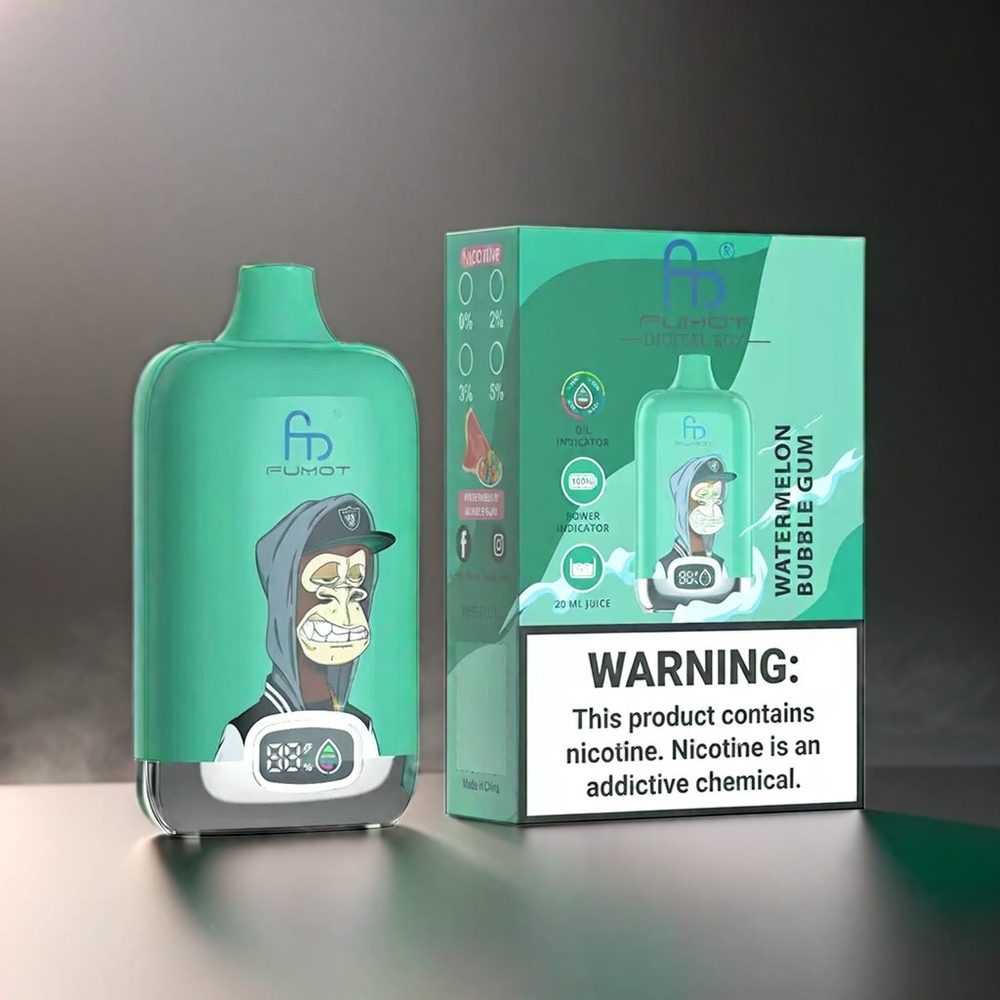 Fumot Tornado Digital Box 12000 Puffs Norge Engros – Vannmelon Tyggegummi – 20ml E-Liquid, 550mAh, Type-C Lading, MTL Trekking