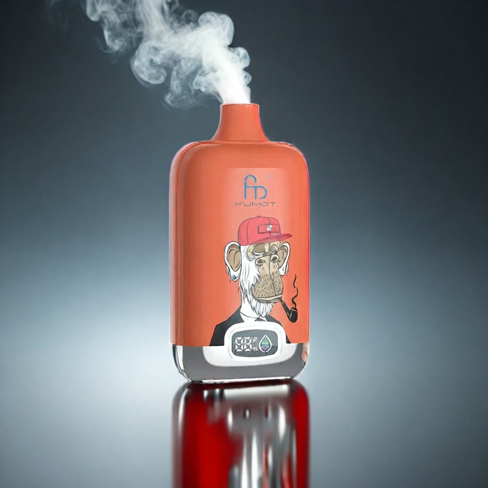 Fumot Tornado Digital Box 12000 Puffs Norge Engros Vape Rød Eple Is med 20ml E-Liquid, 550mAh Batteri, Type-C Lading og MTL Trekking