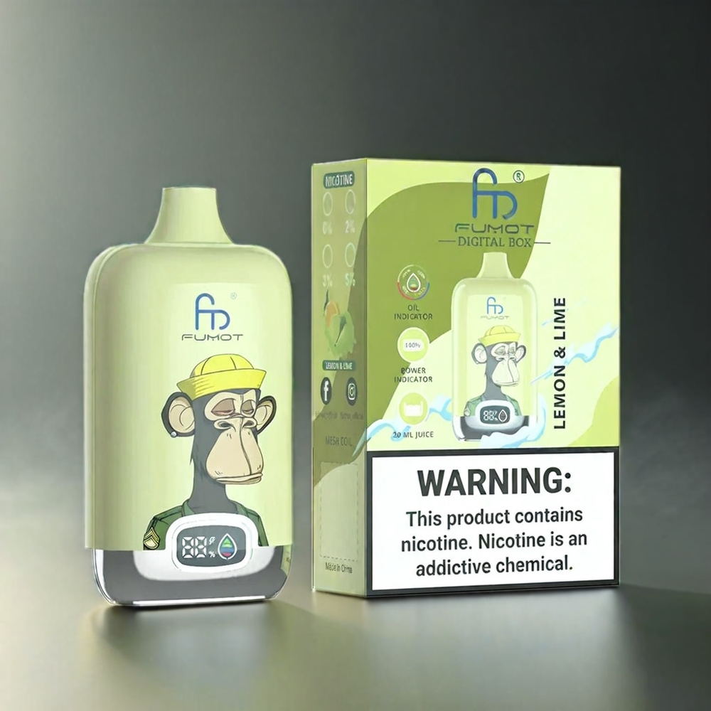Fumot Tornado Digital Box 12000 Puffs Norge Engros med Sitron Lime, 20ml E-Liquid, Type-C Lading, 550mAh Batteri