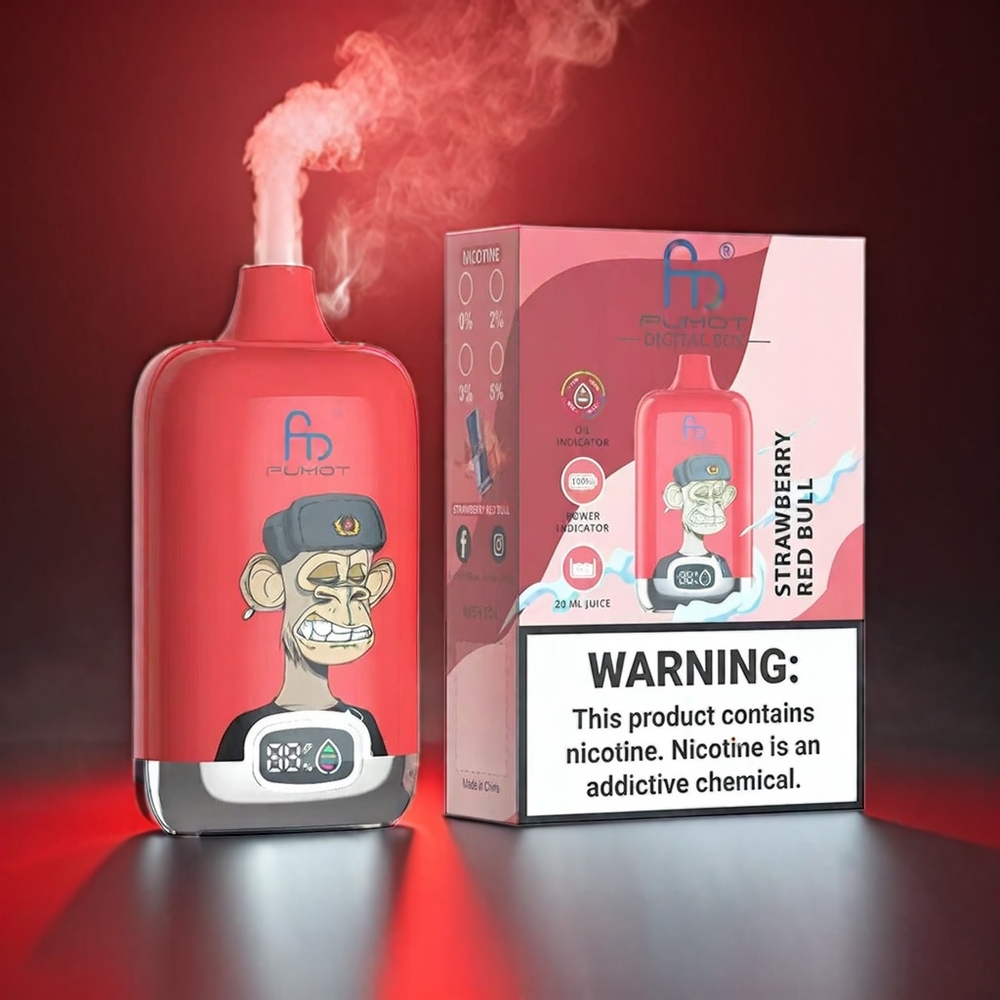 Fumot Tornado Digital Box 12000 Puffs Norge engros – Jordbær Red Bull – 20ml E-Liquid, 550mAh, Type-C, MTL
