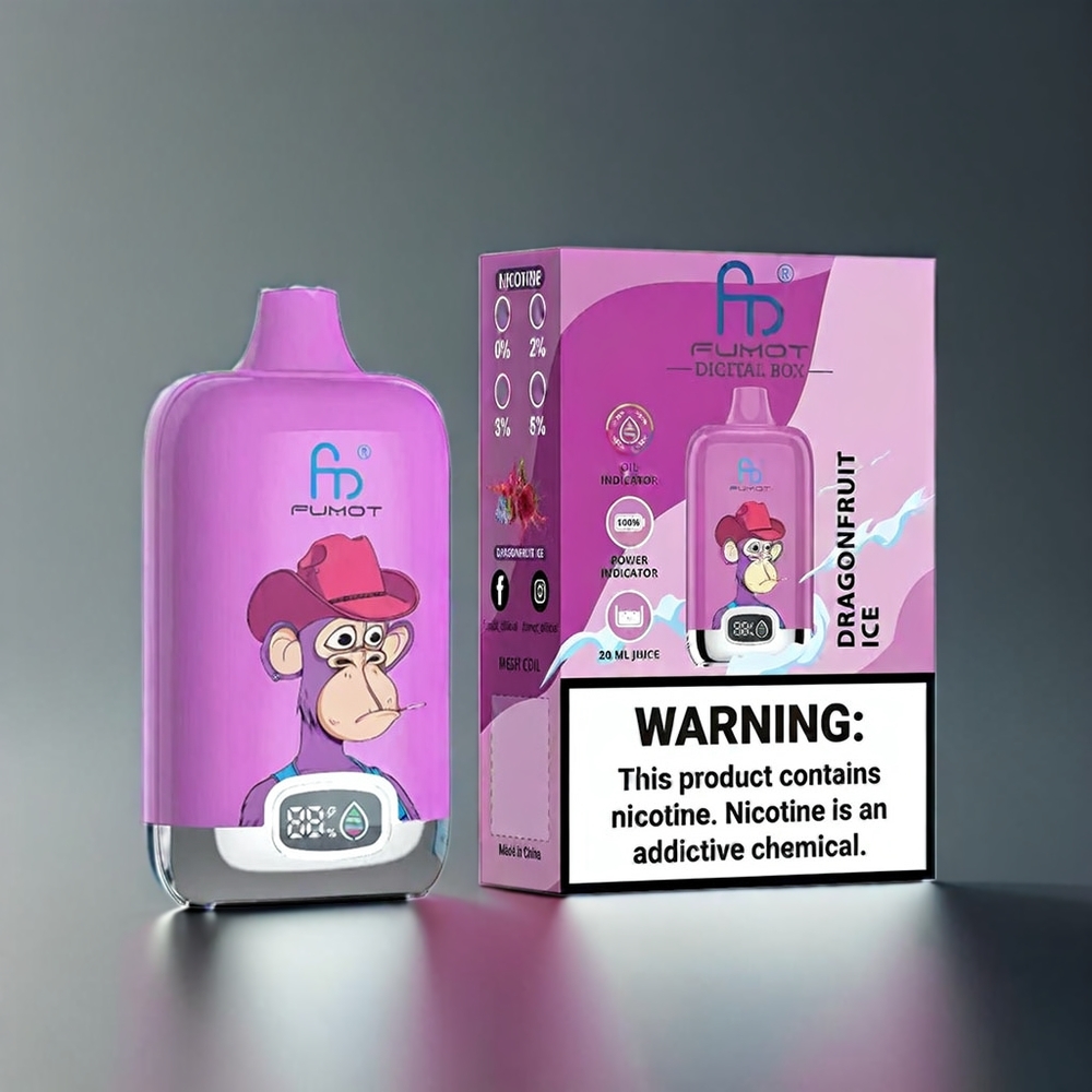 Fumot Tornado Digital Box 12000 Puffs Norge engros med 20ml E-Liquid, Mesh Coil og Type-C Lading – Draktfrukt Is
