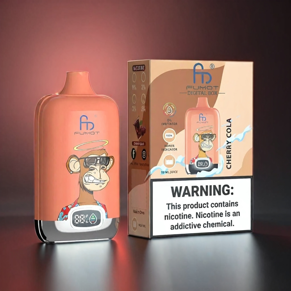 Fumot Tornado Digital Box 12000 Puffs Norge engros med 20ml E-Liquid og Type-C-lading - Kirsebær Cola