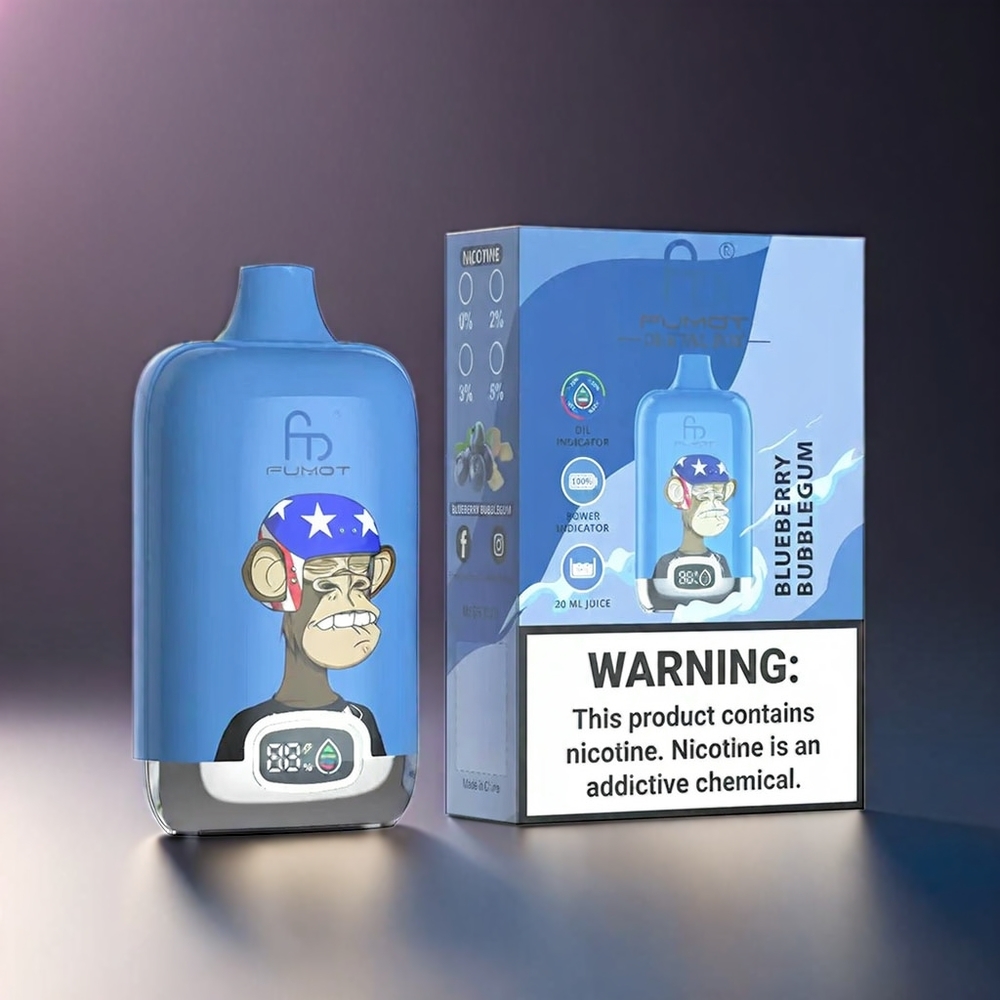 Fumot Tornado Digital Box Norge Engros – 12000 Puffs, 20ml E-Liquid, 550mAh, Type-C, Blåbobletyggis