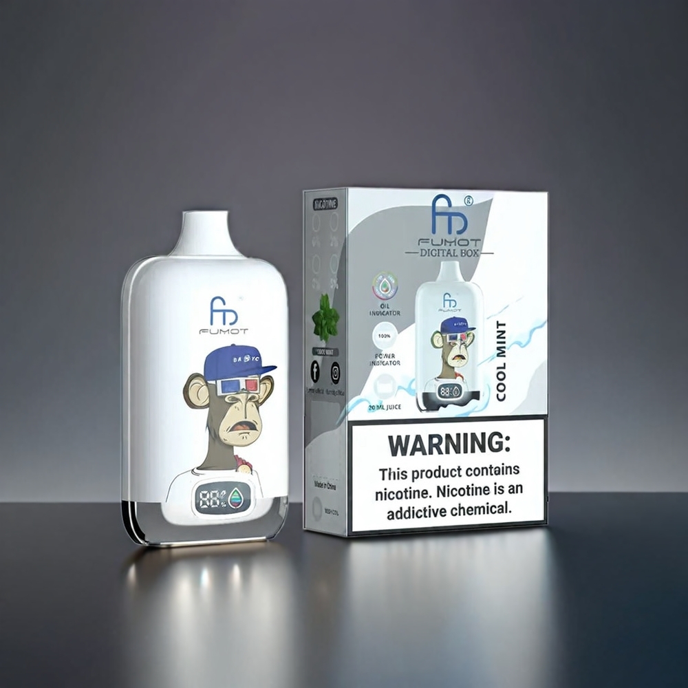Fumot Tornado Digital Box Norge Engros 12000 Puffs 20ml E-Liquid Type-C Lading MTL Sortsolbær