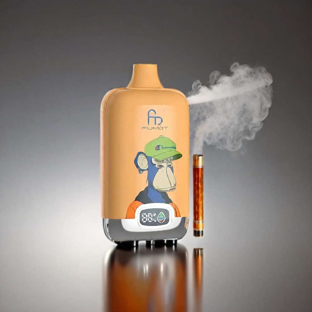 Fumot Tornado Digital Box Norge Engros 12000 Puffs Vape Fersken Mango med 20ml E-Liquid og Type-C Lading