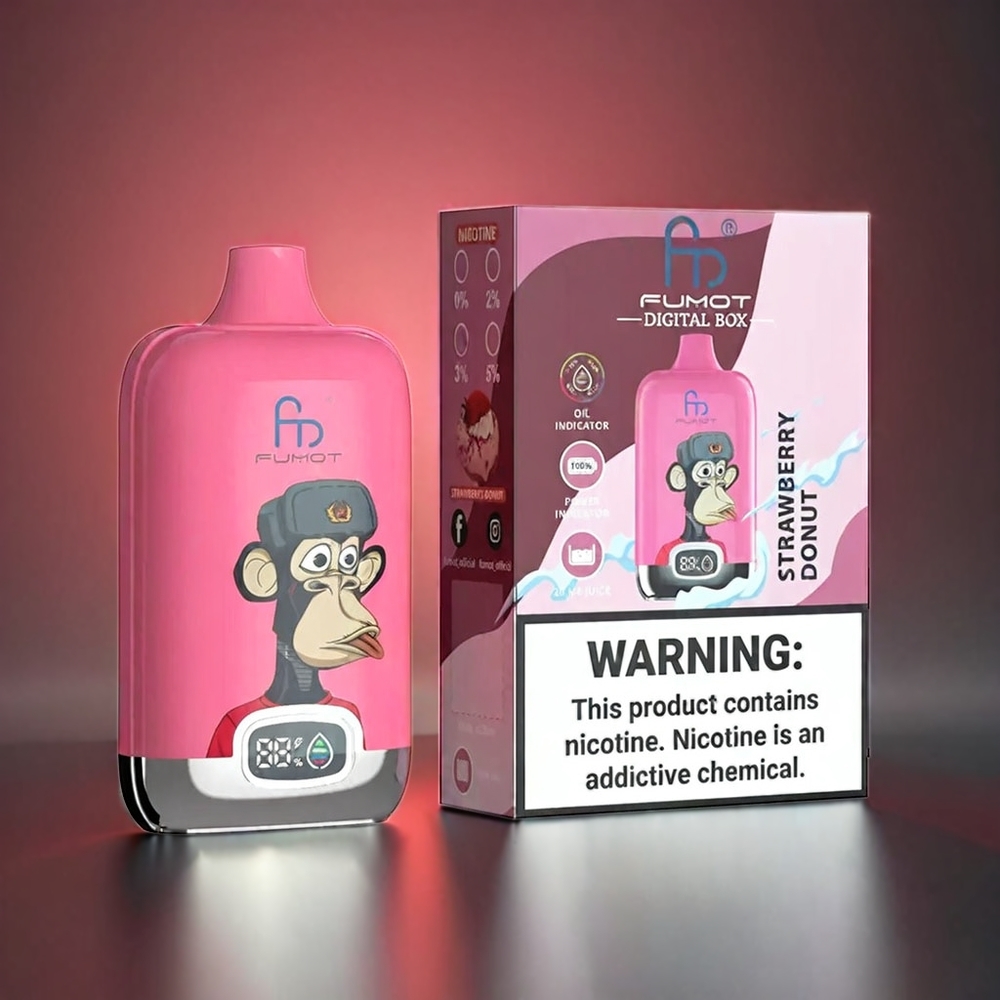 Fumot Tornado Digital Box Norge Engros 12000 Puffs Vape Jordbær Donut 20ml MESH Coil Type-C Lading 550mAh