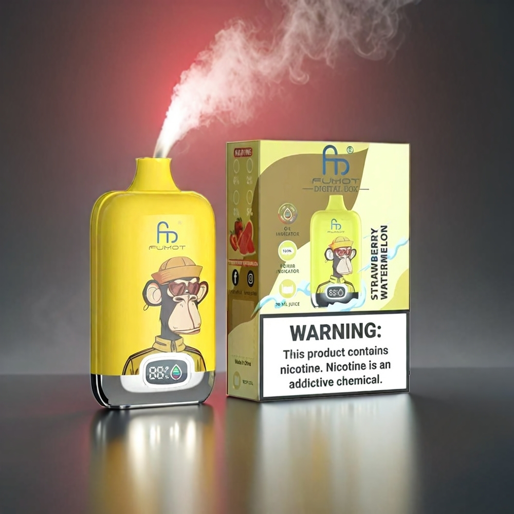 Fumot Tornado Digital Box Norge Engros 12000 Puffs Vape Jordbær Vannmelon – 20ml E-Liquid, 550mAh, Type-C, MTL
