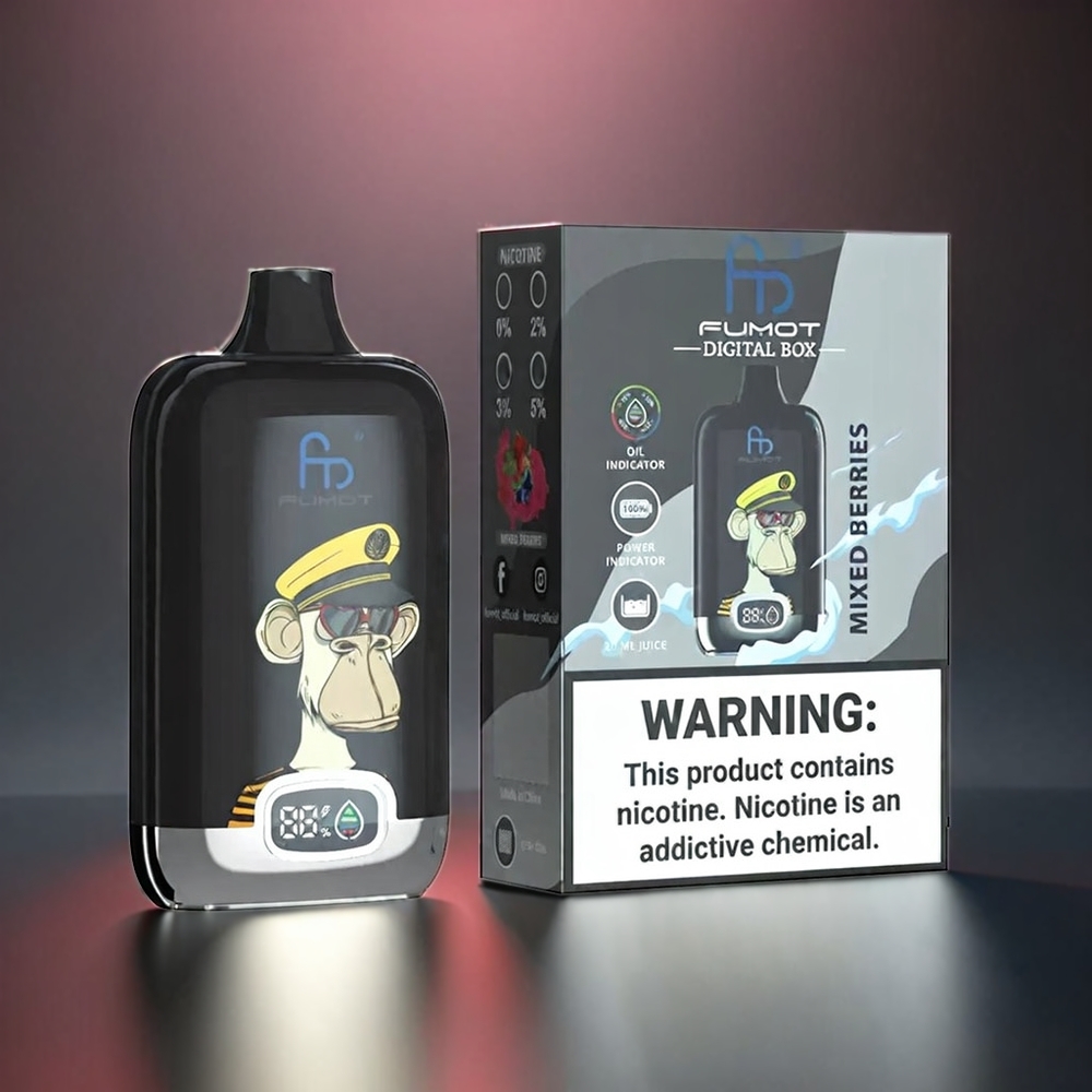 Fumot Tornado Digital Box Norge engros 12000 Puffs 20ml E-Liquid 550mAh Type-C Blandede Bær Vape