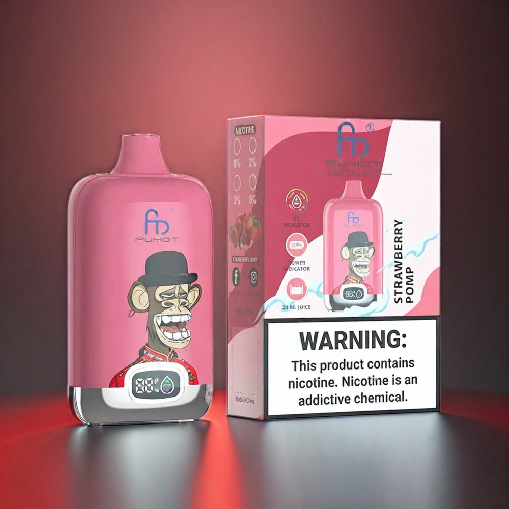 Fumot Tornado Digital Box Norge engros 12000 Puffs 20ml Type-C Lade Jordbær Granateple MTL