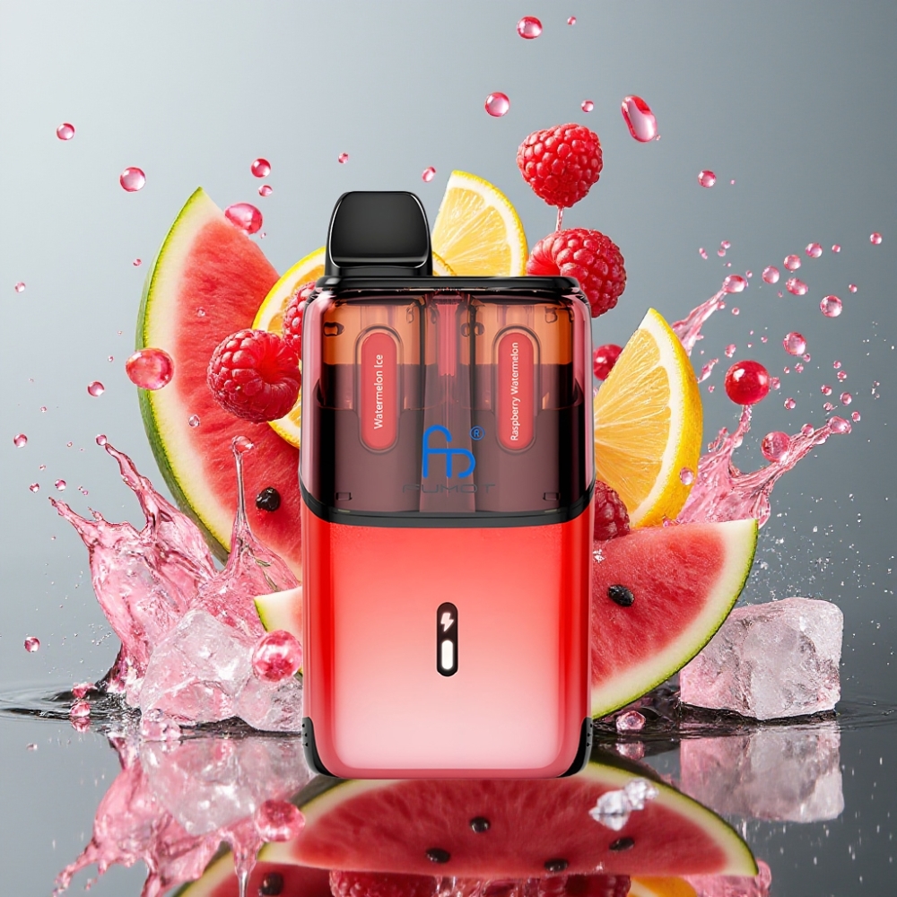 Fumot Ultra T32000 Norge Engros Engangs Vape 32000 Puff 24ml Vannmelon Is & Bringebær Vannmelon med 800mAh Batteri og Type-C Hurtiglading
