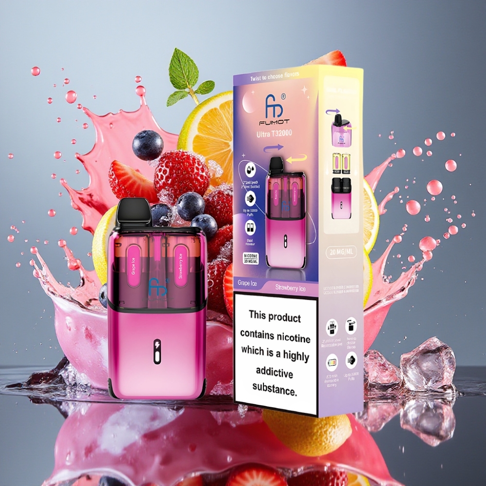 Fumot Ultra T32000 Norge Engros Engangs Vape Drupeis & Jordbæris 32000 puff 800mAh Type-C Lading