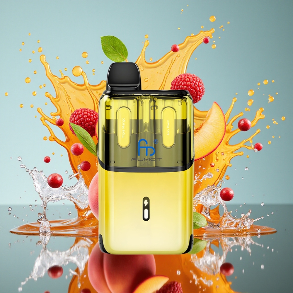 Fumot Ultra T32000 Norge Engros Engangs Vape – Triple Mango & Juicy Peach (32000 puffs, 800mAh, Type-C lading, Mesh Coil)