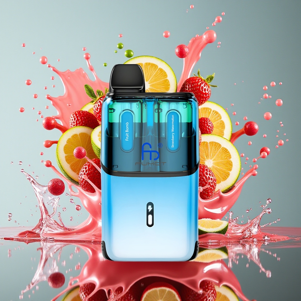 Fumot Ultra T32000 Norge Engros – Fruktbombe & Jordbær-Vannmelon – 32000 Puff, 800mAh, Type-C Lading, 24ml E-Væske, 20mg Nikotin, Mesh Coil