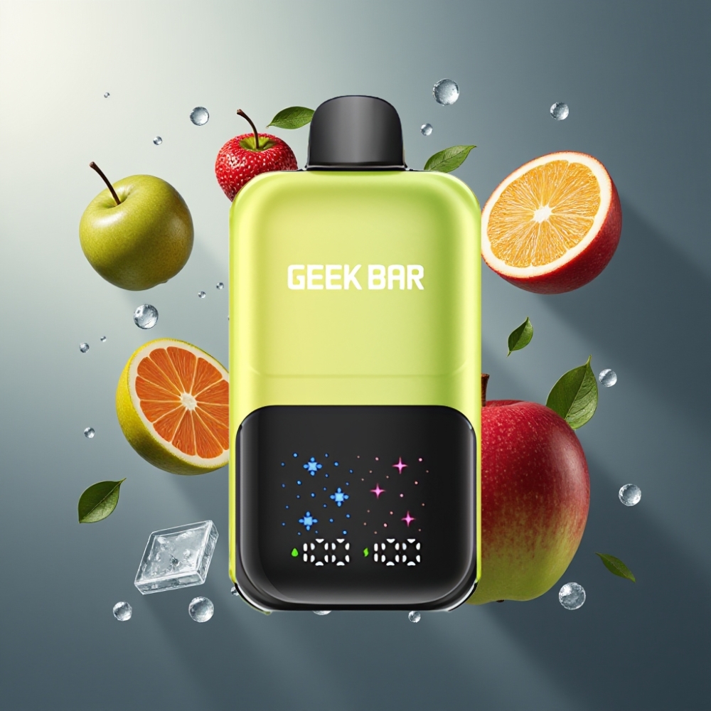 GEEKBAR 2GO Norge Engros – 50000 Puffs, 20mL Dual Tank, 3-nivå Justerbar Smak/Kjølighet, 5% Nikotinsalt, Ladeskap Bar – Sur Eple Is