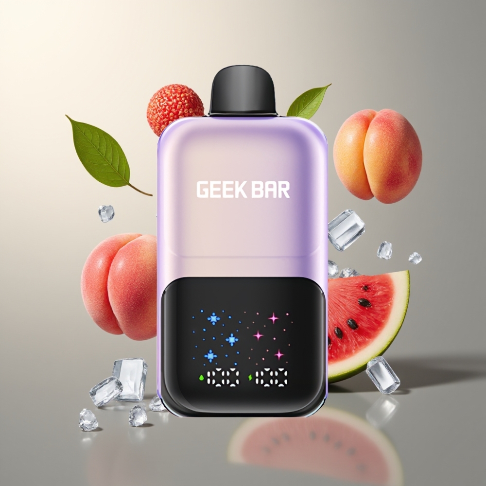GEEKBAR 2GO Norge engros 20ml 50000 Puffs Two Series Vape til Engangsbruk Pen Fersken Mango Vannmelon Is med Interaktiv Stor Skjerm, 3-nivå Justerbar Smak/Kjølighet