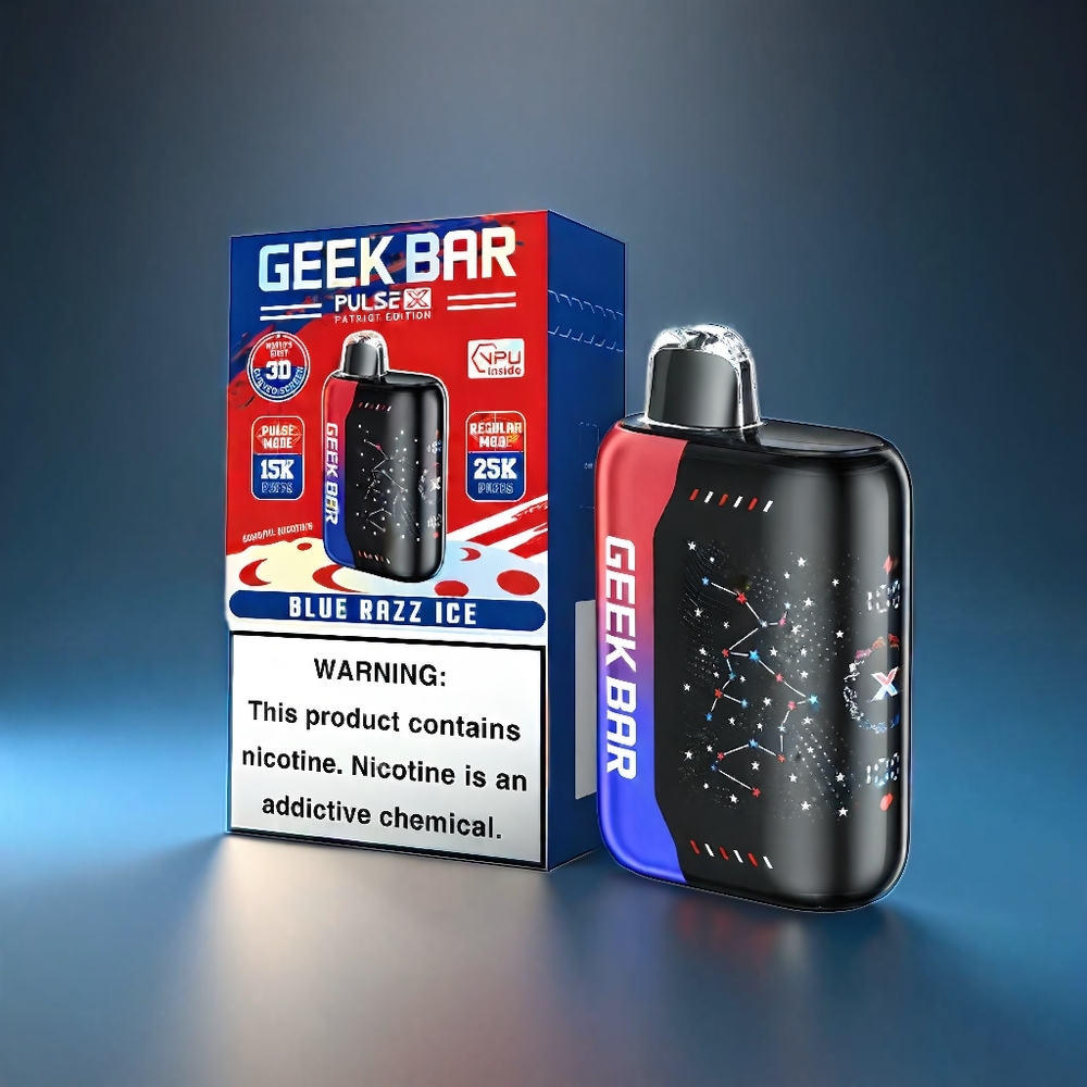 Geek Bar Pulse X 25000 Puffs Norge Engros – Opptil 25000 Sug, 18mL Fylt E-Væske, 3D Skjerm, USB-C Lading, Dual Mesh Coil