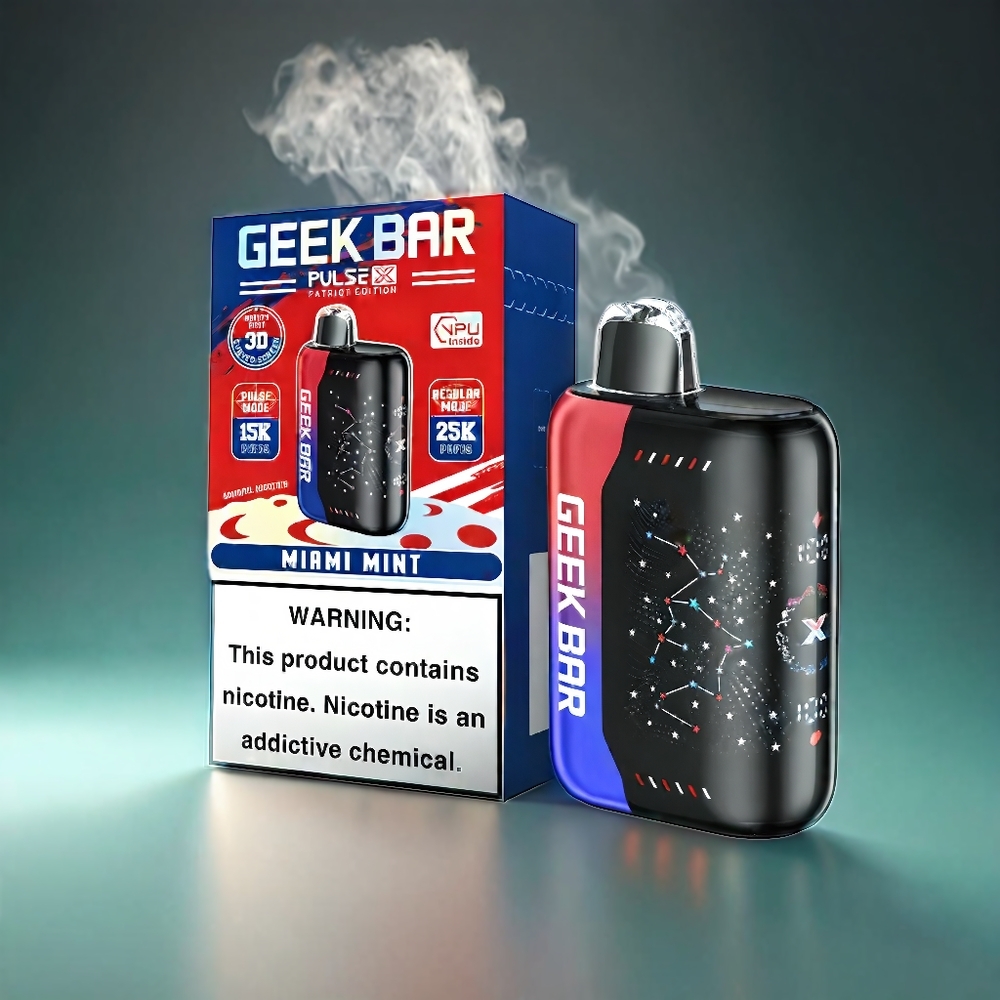 Geek Bar Pulse X 25000 Puffs Norge Engros – Opptil 25000 Sug, 18mL Fylt E-Væske, 3D Skjerm, USB-C Lading, Dual Mesh Coil