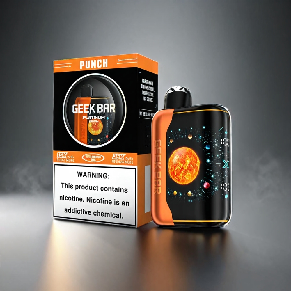 GEEK BAR Pulse X Platinum Edition 25k Vape Punch Norge engros med 25000 Puffs, 3D Skjerm og 20mL E-Liquid