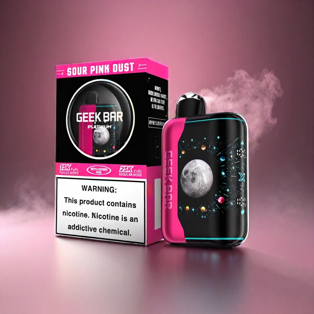 Geek Bar Pulse X Platinum Edition Norge Engros 25000 Puff Med 20mL E-Liquid & Hurtiglading USB-C – Sur Rosa Støv