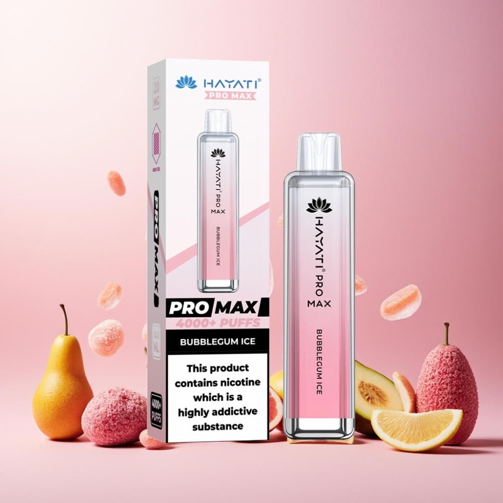 Hayati Pro Max 4000 Puffs Engangs Vape Bubblegum Is Norge Engros – 2%/5% Nikotin, 1400mAh Batteri, 4000 Puff, Dual 1.1 Ohm Mesh Coil, TPD-Samsvar