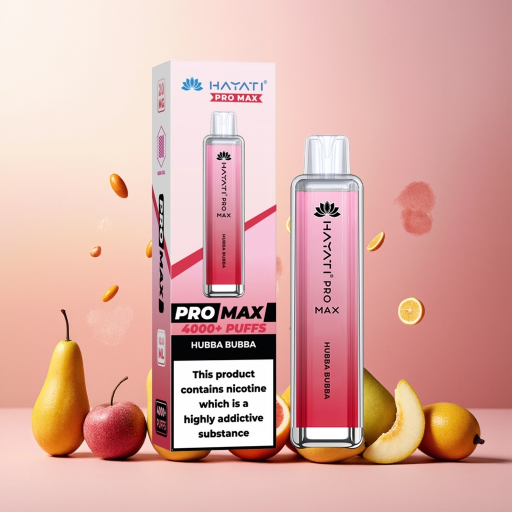 Hayati Pro Max 4000 Puffs Engangs Vape Hubba Bubba Norge Engros med 1400mAh Batteri, 2%/5% Nikotin og LED-lys