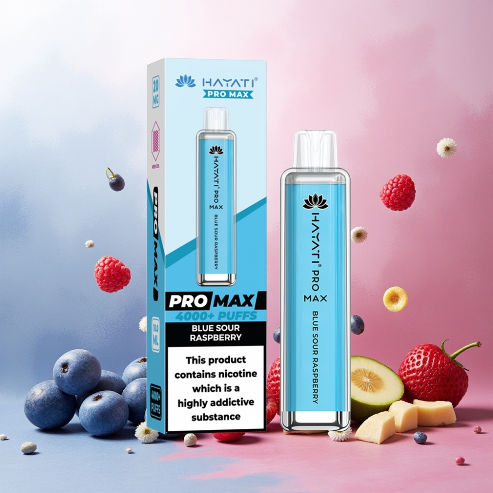 Hayati Pro Max 4000 Puffs Engangs Vape Norge Engros – Blå Sure Bringebær – 2%/5% Nikotin – 1400mAh – 4000 Trekk – TPD-Compliant