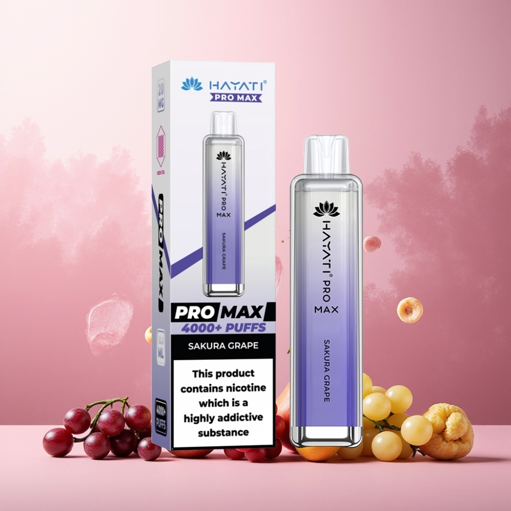 Hayati Pro Max 4000 Puffs Engangs Vape Norge Engros – Sakura Drue, 1400mAh Batteri, 2%/5% Nikotin, 4000 Trekk, Dual 1.1 Ohm Mesh Coil