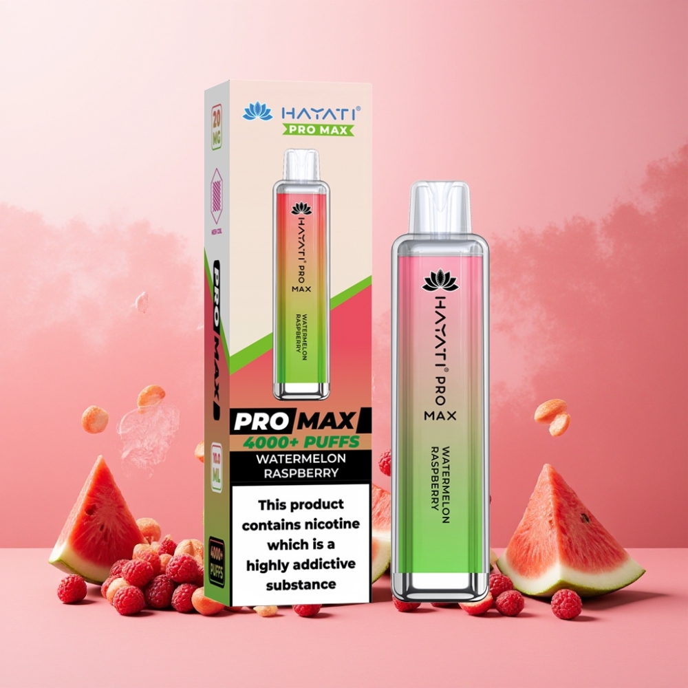 Hayati Pro Max 4000 Puffs Engangs Vape Norge Engros - Vannmelon & Bringebær - 1400mAh, 2%/5% Nikotin, 4000 Trekk, TPD-Sertifisert