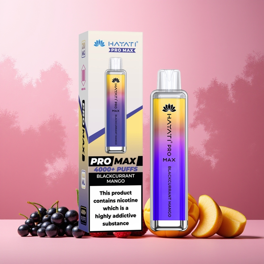 Hayati Pro Max 4000 Puffs Engangsvape Norge Engros – Svartsolbær & Mango – 1400mAh Batteri, 2%/5% Nikotin, Opptil 4000 Puff, TPD-Kompatibel