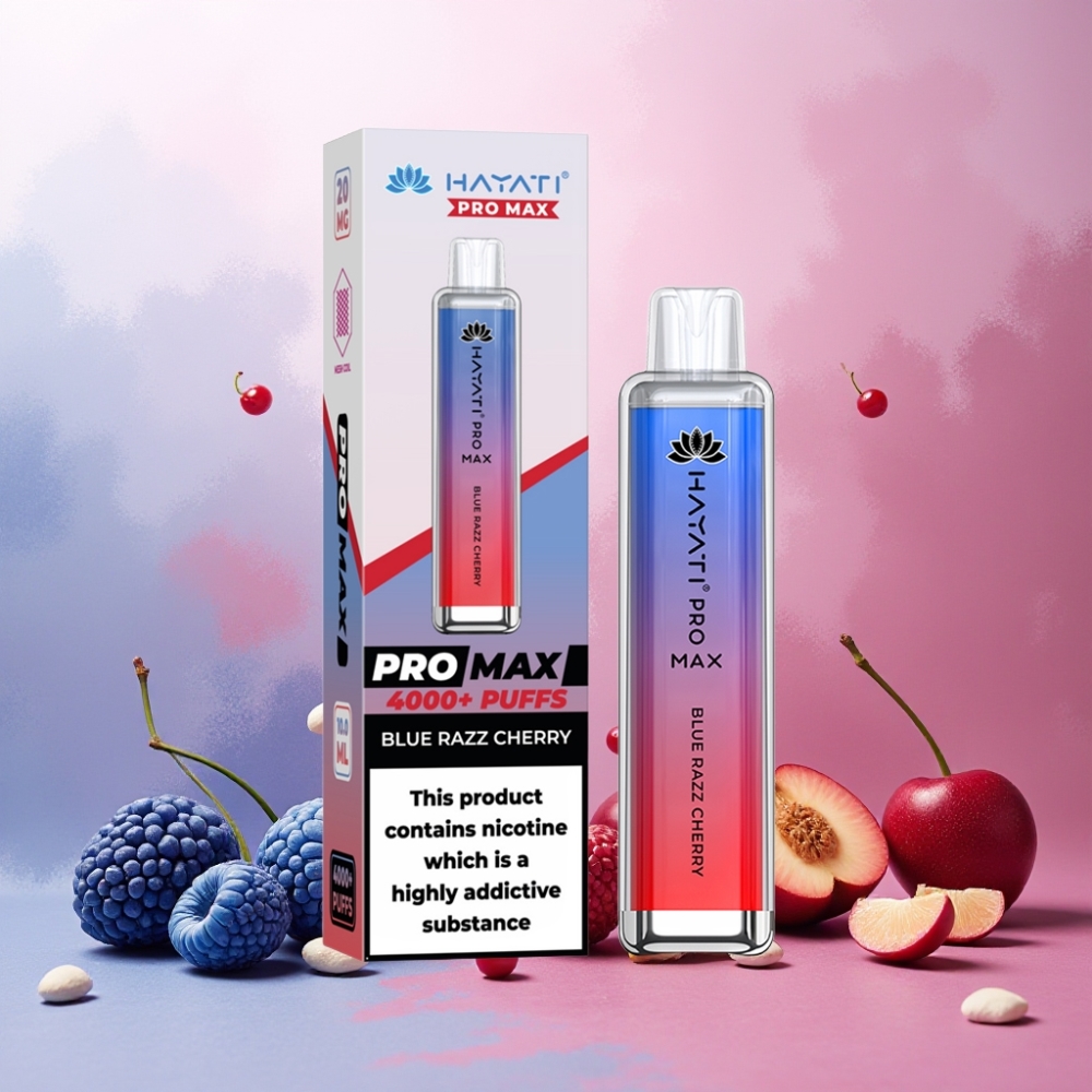 Hayati Pro Max 4000 Puffs Norge Engros Vape til engangsbruk Blå Bringebær med 5% Nikotin, 1400mAh Batteri, 2ml Tank & 10ml Auto Påfyll, TPD-Kompatibel