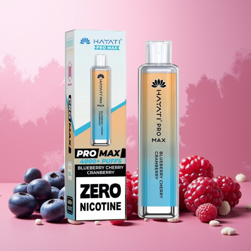 Hayati Pro Max 4000 Puffs Norge Engros Vape til engangsbruk Blåbær Kirsebær Tranebær med 1400mAh batteri, 2%/5% nikotin, 4000 puffs og TPD-kompatibel