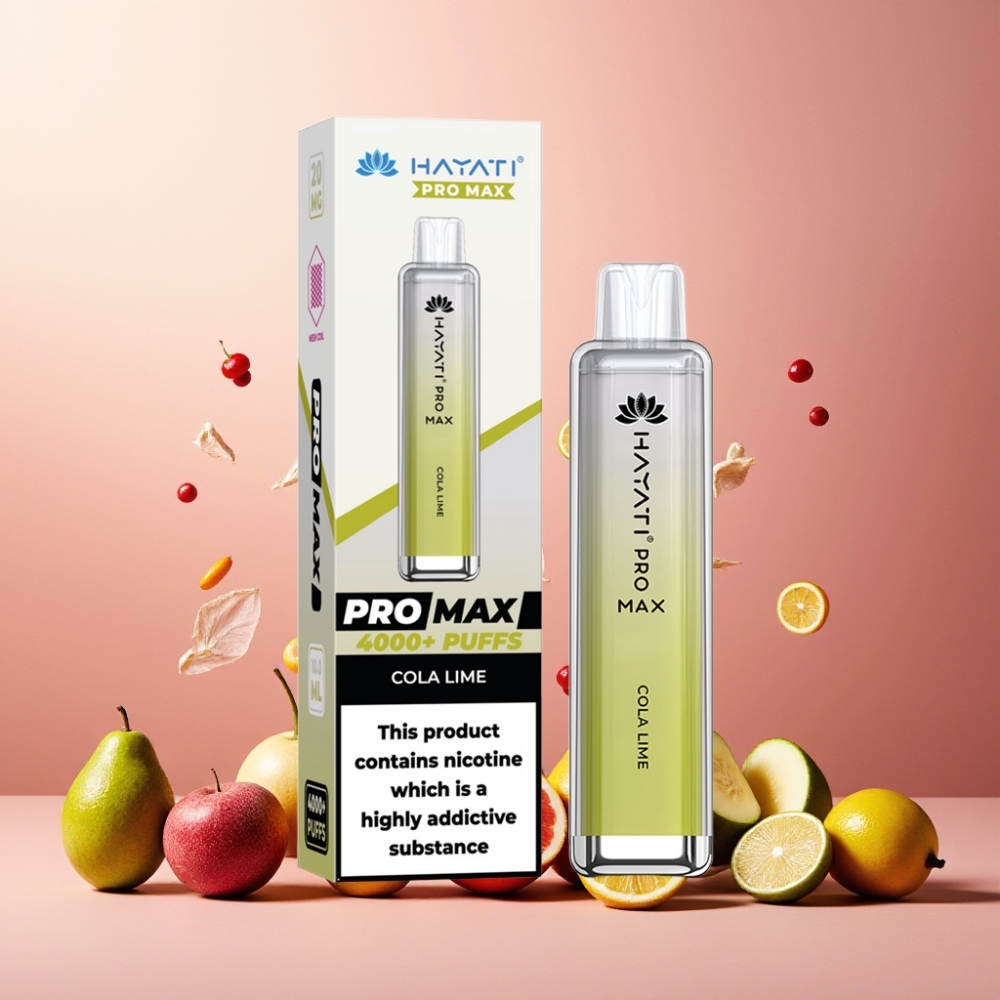 Hayati Pro Max 4000 Puffs Norge Engros Vape til engangsbruk Cola Lime 1400mAh Batteri 2%/5% Nikotin LED Lys Kristallutseende