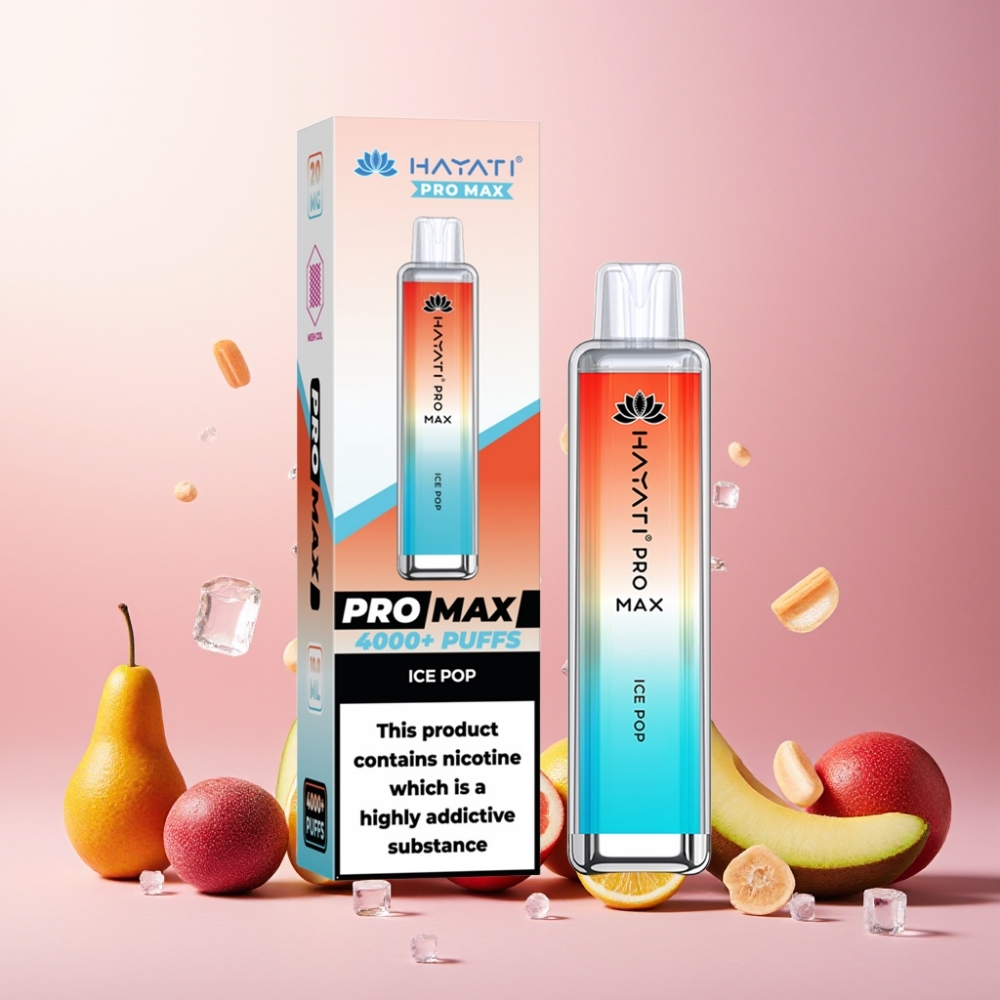 Hayati Pro Max 4000 Puffs Norge Engros Vape til engangsbruk Iskrem Pop - 2ml/10ml Tank, 1400mAh Oppladbar Batteri, 2% & 5% Nikotin, 4000 Puff, TPD-Kompatibel