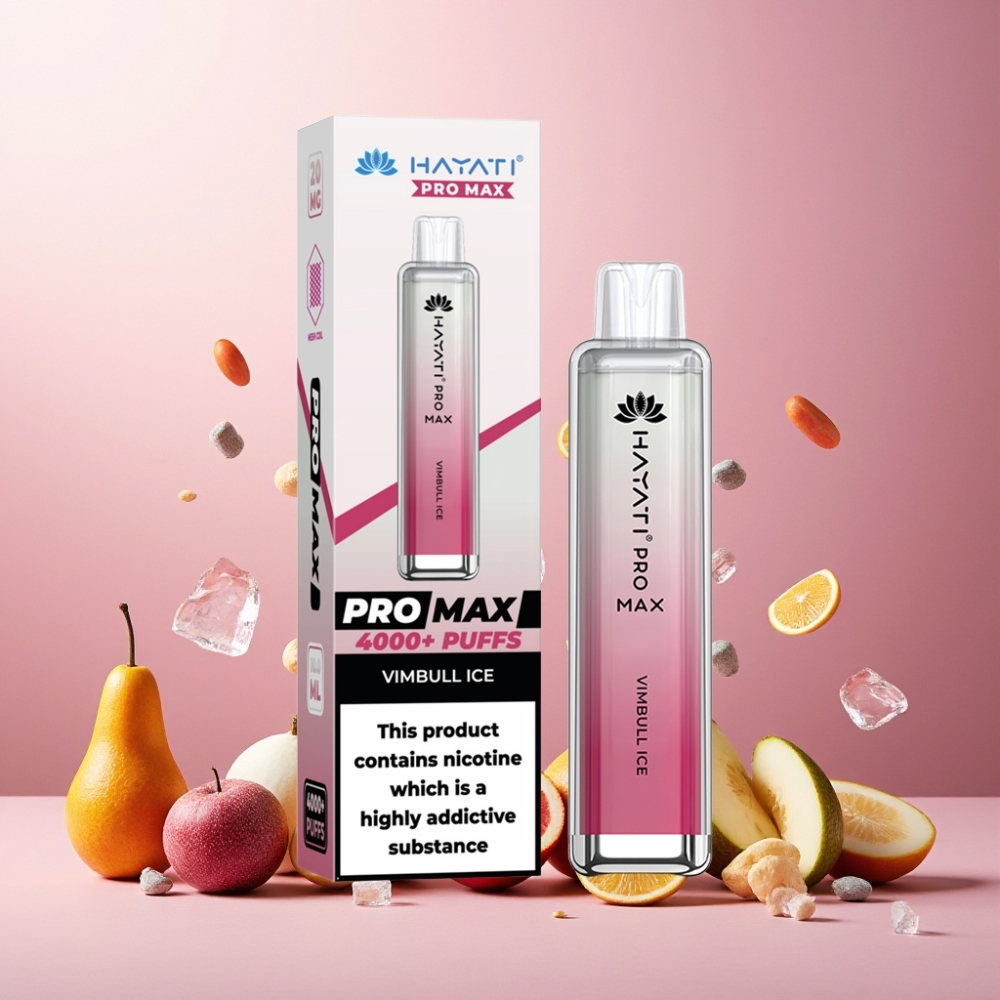 Hayati Pro Max 4000 Puffs Norge Engros Vape til engangsbruk Iskrystall Med 1400mAh Batteri, 2%/5% Nikotin, 1.1 Ohm Mesh Coil, LED-Lys