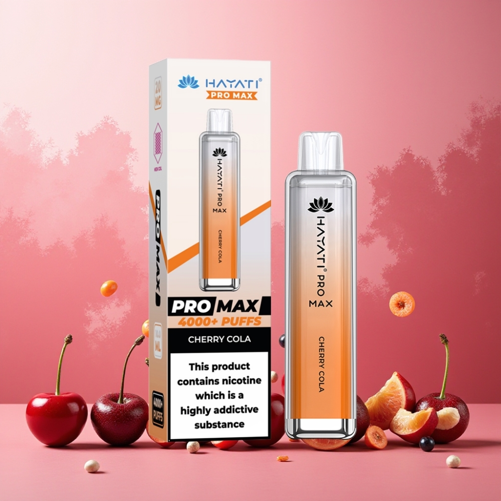 Hayati Pro Max 4000 Puffs Norge Engros Vape til engangsbruk Kirsebær Cola – 2%/5% Nikotin, 1400mAh Batteri, 4000 Trekk, TPD-Kompatibel