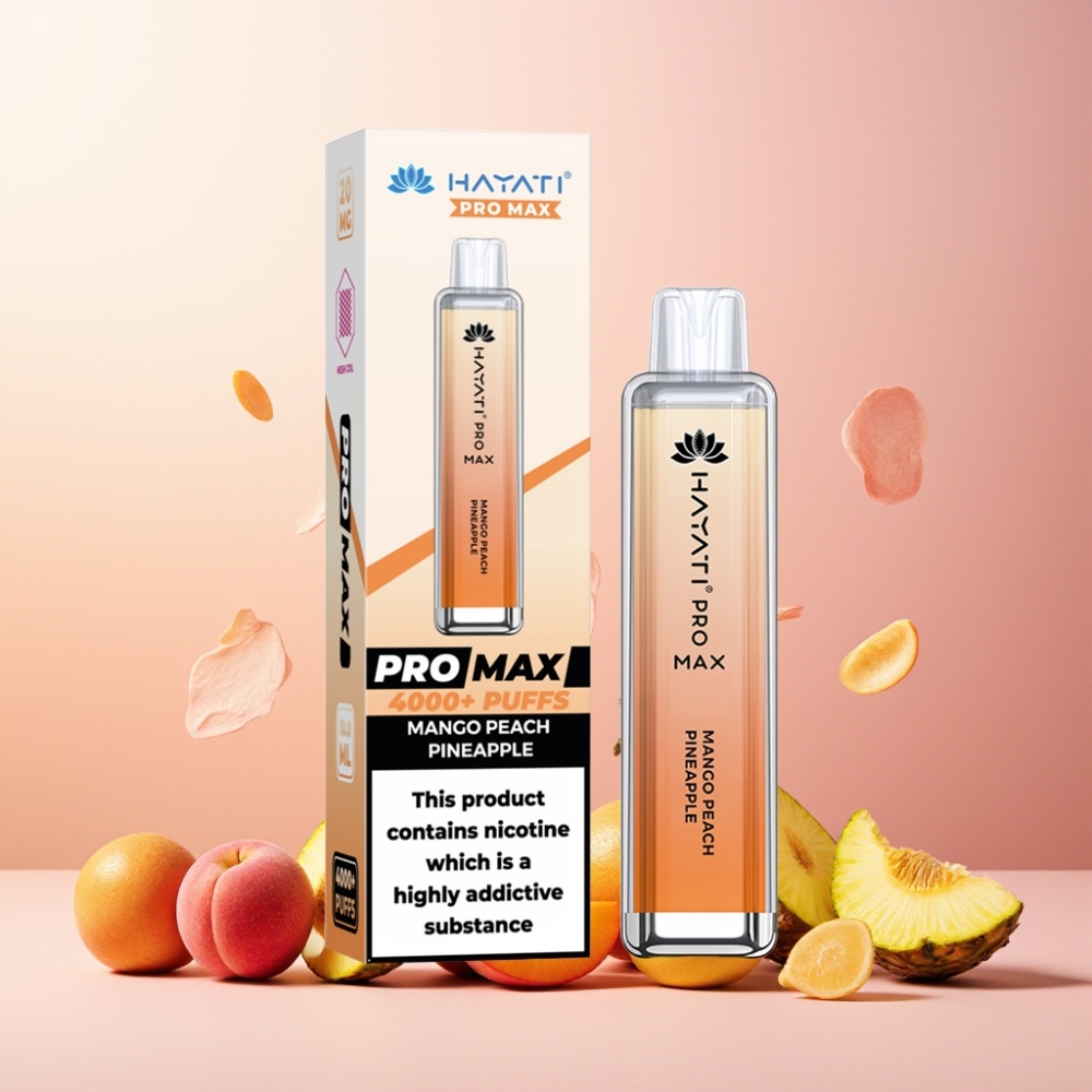 Hayati Pro Max 4000 Puffs Norge Engros Vape til engangsbruk Mango Fersken Ananas – 1400mAh, 2ml/10ml, 2%/5% Nikotin, TPD-Compliant