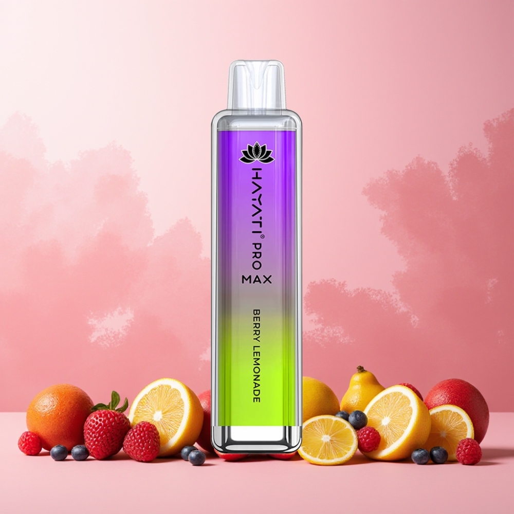 Hayati Pro Max 4000 Puffs Vape til engangsbruk Berry Lemonade (Bær Lemonade) Norge Engros – 1400mAh, 2%/5% Nikotin, Opptil 4000 Puffs, TPD-Compliant
