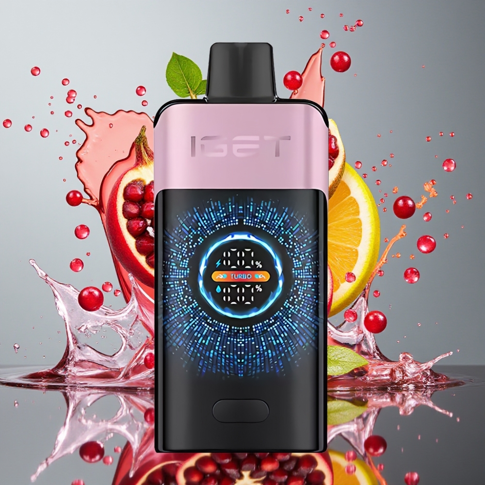 IGET ONE 12000 Puffs Norge Engros – 2700 mAh Batteri, 0.6 ohm Dual Mesh Coil, Stor Bøyd Fargeskjerm – Kirsebær Granat Engangs Vape
