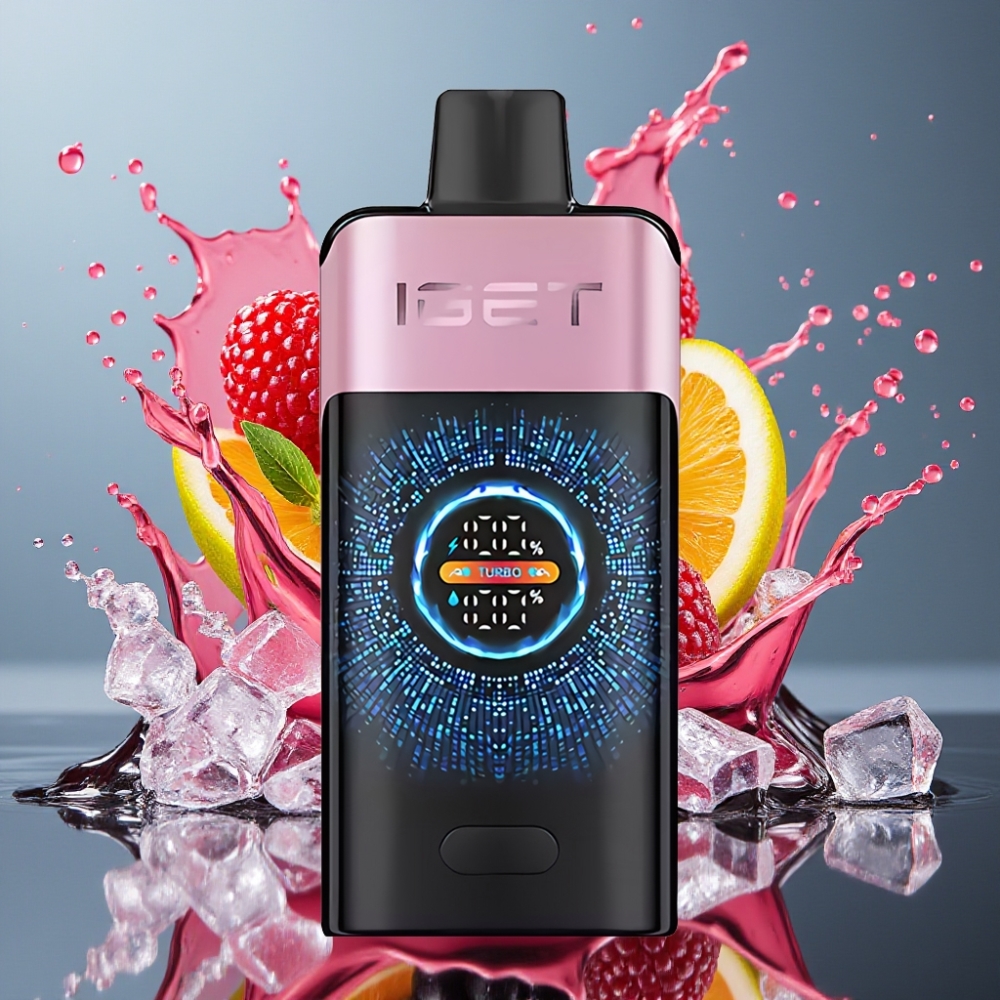 IGET ONE 12000 Puffs Norge Engros Engangs Vape Bjørnebær Is med 2700 mAh Batteri og Stor Bøyd Fargeskjerm