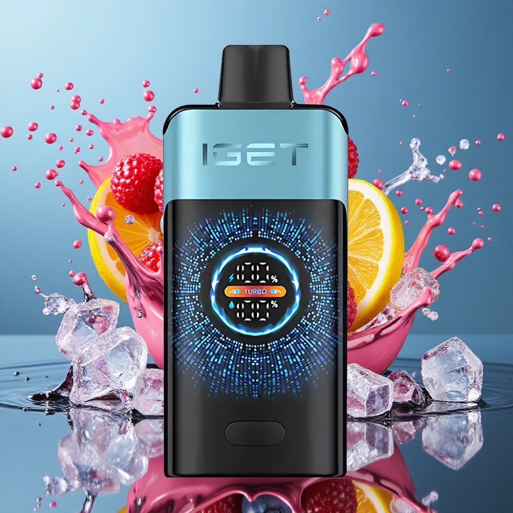 IGET ONE 12000 Puffs Norge Engros Engangs Vape Blåbær Is med 2700 mAh Batteri og Stor Buet Fargeskjerm