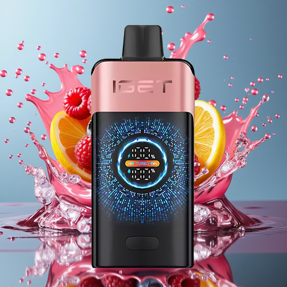 IGET ONE 12000 Puffs Norge Engros Engangs Vape Blåbær og Bringebær med 2700 mAh Batteri og Stor Bøyd Fargeskjerm