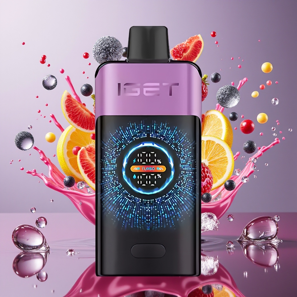 IGET ONE 12000 Puffs Norge Engros Engangs Vape Chupa Chups Drue med 2700 mAh Batteri og Stor Bøyd Fargeskjerm