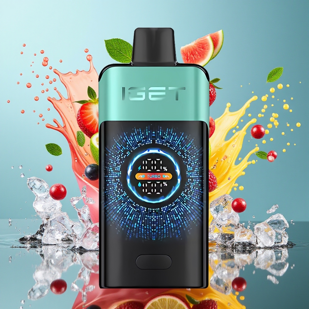 IGET ONE 12000 Puffs Norge Engros Engangs Vape Fjellkilde Mynteis med 2700 mAh Batteri og Stor Bøyd Fargeskjerm
