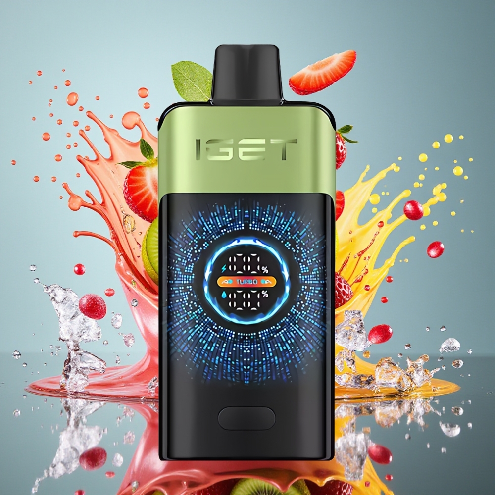 IGET ONE 12000 Puffs Norge Engros Engangs Vape Jordbær Kiwi Is med 2700 mAh Batteri og Stor Bøyd Fargeskjerm