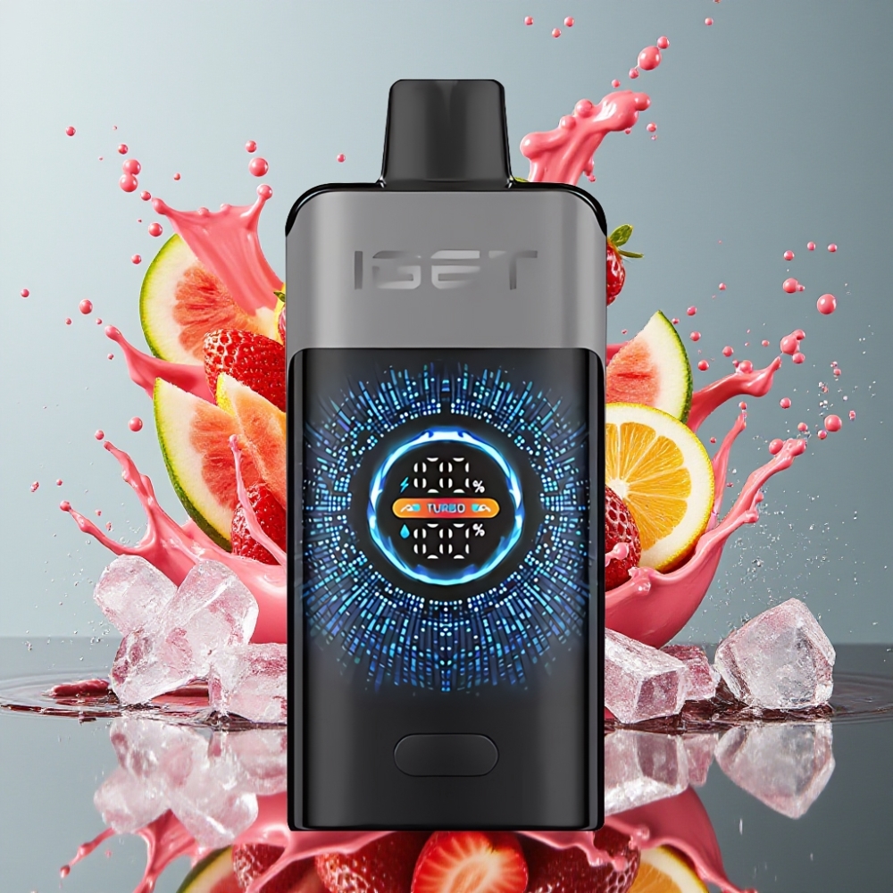 IGET ONE 12000 Puffs Norge Engros Engangs Vape Jordbær Vannmelon Is med 2700 mAh Batteri og Stor Bøyd Fargeskjerm